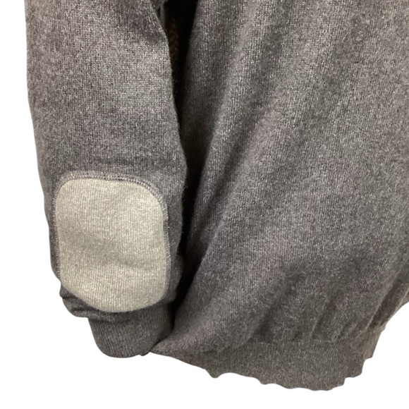 Joseph & Lyman Herringbone Cashmere V Neck Sweater Brown - Picture 7 of 11